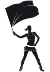 Girl from support group, cheerleader with flag, silhouette